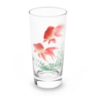 MUGEN ARTの二匹の金魚　小原古邨作品編集　日本のアートTシャツ＆グッズ Long Sized Water Glass :front