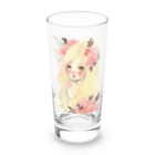 天道虫のPink Flower Hair Long Sized Water Glass :front