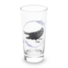 やちよ｜リアル鳥イラストのハシボソガラスさん Long Sized Water Glass :front