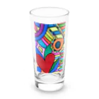 結華の障害者アート 手描きイラスト カラフル ハート Long Sized Water Glass :front