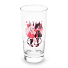 Twitterを忘れないのピーチクリームドーナツとブラックレッドサンゴ Long Sized Water Glass :front