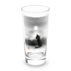 BATKEI ARTの月夜の海と黒猫と Long Sized Water Glass :front