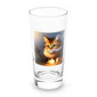 toshiオリジナルshopのフワフワにゃんこのイラストグッズ Long Sized Water Glass :front