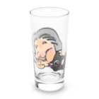 親父と猫のるるのガラス越しに Long Sized Water Glass :front