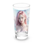 AI goddessの桜と川と青空と、ピンクの髪の女の子 Long Sized Water Glass :front
