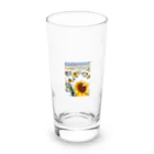 kazu_gの季節外れの雪の中のに咲く、季節外れのヒマワリ Long Sized Water Glass :front