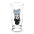 ケモ耳美少女キツネちゃん（AIart）の獣の耳と美しい青い目少女 Long Sized Water Glass :front