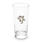 Hanagara animal cafeのモモンガと花柄アニマルカフェのロゴ入り。 Long Sized Water Glass :front