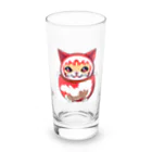 可愛い猫ちゃんの開運ダルマ猫ちゃん Long Sized Water Glass :front