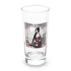 ワンダーワールド・ワンストップの浴衣を着た黑髪ロングヘアの綺麗な女性③ Long Sized Water Glass :front