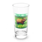 川島商店のカピバラ（草原） Long Sized Water Glass :front