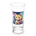 猫の憩い場の夜空を見つめる猫 Long Sized Water Glass :front