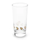 naturaloopのドット絵カルガモ親子の行列 Long Sized Water Glass :front