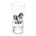 動物夫婦イラスト屋さんの帽子を被った犬夫婦 Long Sized Water Glass :front