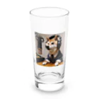 0416artの柴犬ラジオ Long Sized Water Glass :front