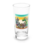 ワワジジドットクラブのドットロボットと恐竜のチェスゲームA Long Sized Water Glass :front