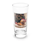 yumena_のクリスマスを満喫する犬 Long Sized Water Glass :front