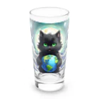 yoiyononakaの地球を抱きかかえる黒猫05 Long Sized Water Glass :front