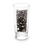 ハートと幾何学とお花のハート　黒0045 Long Sized Water Glass :front