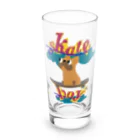 sloth_giraffeのスケートボードするワンコ Long Sized Water Glass :front