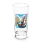 ニャーちゃんショップのヴェネツィアの水路でゴンドラに乗っているネコ Long Sized Water Glass :front