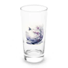 raio-nの白背景の和風夜景 - 月と梅と鶴 Long Sized Water Glass :front