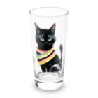 幸運のしっぽの黒猫と虹の首輪 Long Sized Water Glass :front