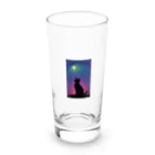 幸運のしっぽの黒猫と不思議な夜 Long Sized Water Glass :front