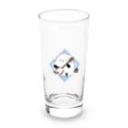 津軽三味線などの津軽三味線を弾くシマエナガ（こぎん背景） Long Sized Water Glass :front