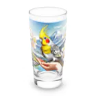 Paonのズーのオカメインコと山景色 Long Sized Water Glass :front