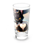 黒猫と珈琲のバレンタインに黒猫のチョコレートボムはいかが？ Long Sized Water Glass :front