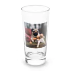 ODDS-345のぬいぐるみと格闘するパグ Long Sized Water Glass :front