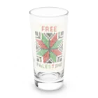 ❤kabotya❤のFREE Palestine 正方形 Long Sized Water Glass :front