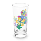 ファンシーTシャツ屋のカラフルフラワーアート Long Sized Water Glass :front