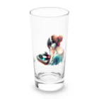 音楽ルー106のレコードと女性 Long Sized Water Glass :front