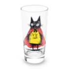Lapis SHOPの黒猫ヒーロー Long Sized Water Glass :front