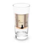 masaのドアの前で待っている猫 Long Sized Water Glass :front