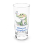 ワニ部（crocodile club)の蝶とワニさん Long Sized Water Glass :front