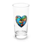 KULIEITAの地球の日　Earth day 地球　ハート　ブルー Long Sized Water Glass :front