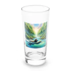 k.a.u.j.7の時間の流れを象徴する川の中でゆったりと泳ぐ、ナマケモノの姿🌿 Long Sized Water Glass :front