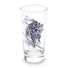 Licca's LickのRyukyu traditional シーサー(絣柄　波) Long Sized Water Glass :front