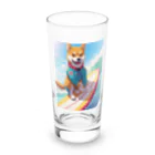 Lee17のサーフィンする柴犬 Long Sized Water Glass :front