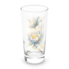 cute styleのLucky Flower Silver Blue Long Sized Water Glass :front