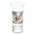 rokochanの明るい 天空で 自由に 飛ぶ 白い モズ Long Sized Water Glass :front