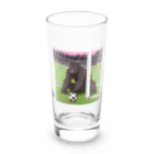 ganeshaのサッカーでゴールを守る白黒のゴリラ Long Sized Water Glass :front