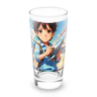 YUIMUNI-ユイム二の空を駆けるかっこいい飛行機模型を手にした子供 Long Sized Water Glass :front