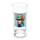 でゅの鮮やかなカラフルな帽子 Long Sized Water Glass :front