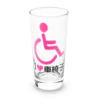 お絵かき屋さんの車椅子マーク（ピンク）/アイラブ車椅子（I LOVE 車椅子） Long Sized Water Glass :front