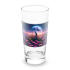 space catの花畑と猫と満月と Long Sized Water Glass :front