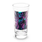 Skeletonの超クールな骸骨のサイバーパンクアート！ Long Sized Water Glass :front